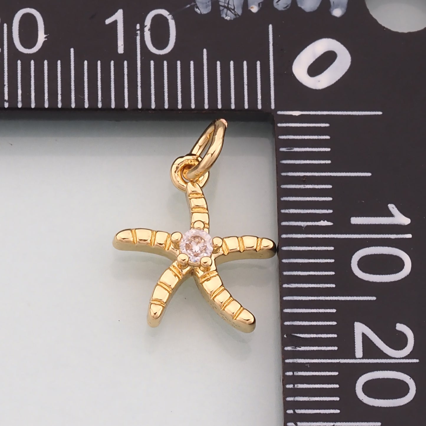 Gold Starfish Charms,18K Gold Filled Sea Star Pendant,CZ Micro Pave Starfish Charm Bracelet Necklace for DIY Jewelry Making Supply