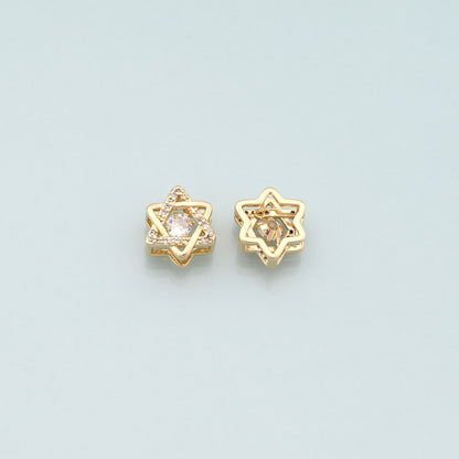 Gold Celestial Beads Charms,18K Gold Filled David Star Spacer beads Bracelet Necklace for DIY Jewelry Making Supply
