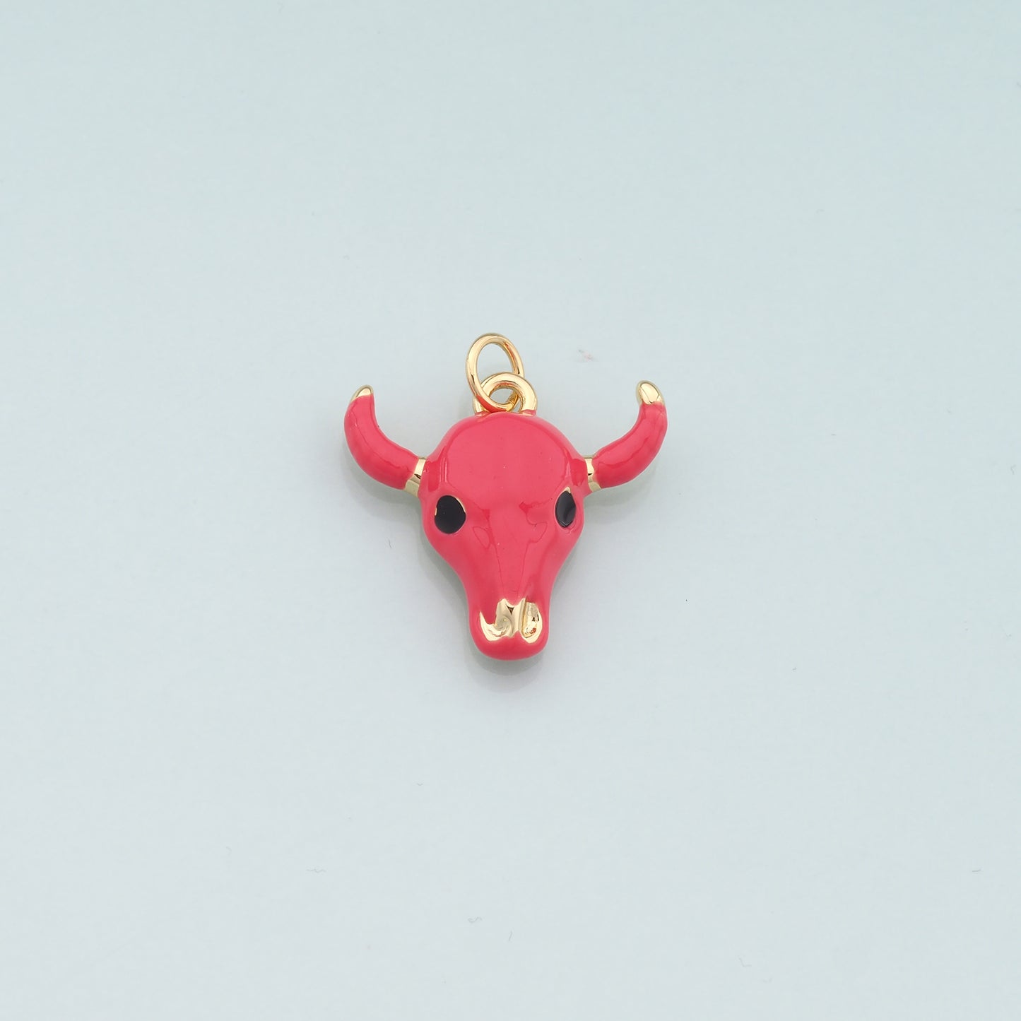 Gold Ox Charms,18K Gold Filled Bull Head Pendant,Enamel Bull Charm Bracelet Necklace for DIY Jewelry Making Supply