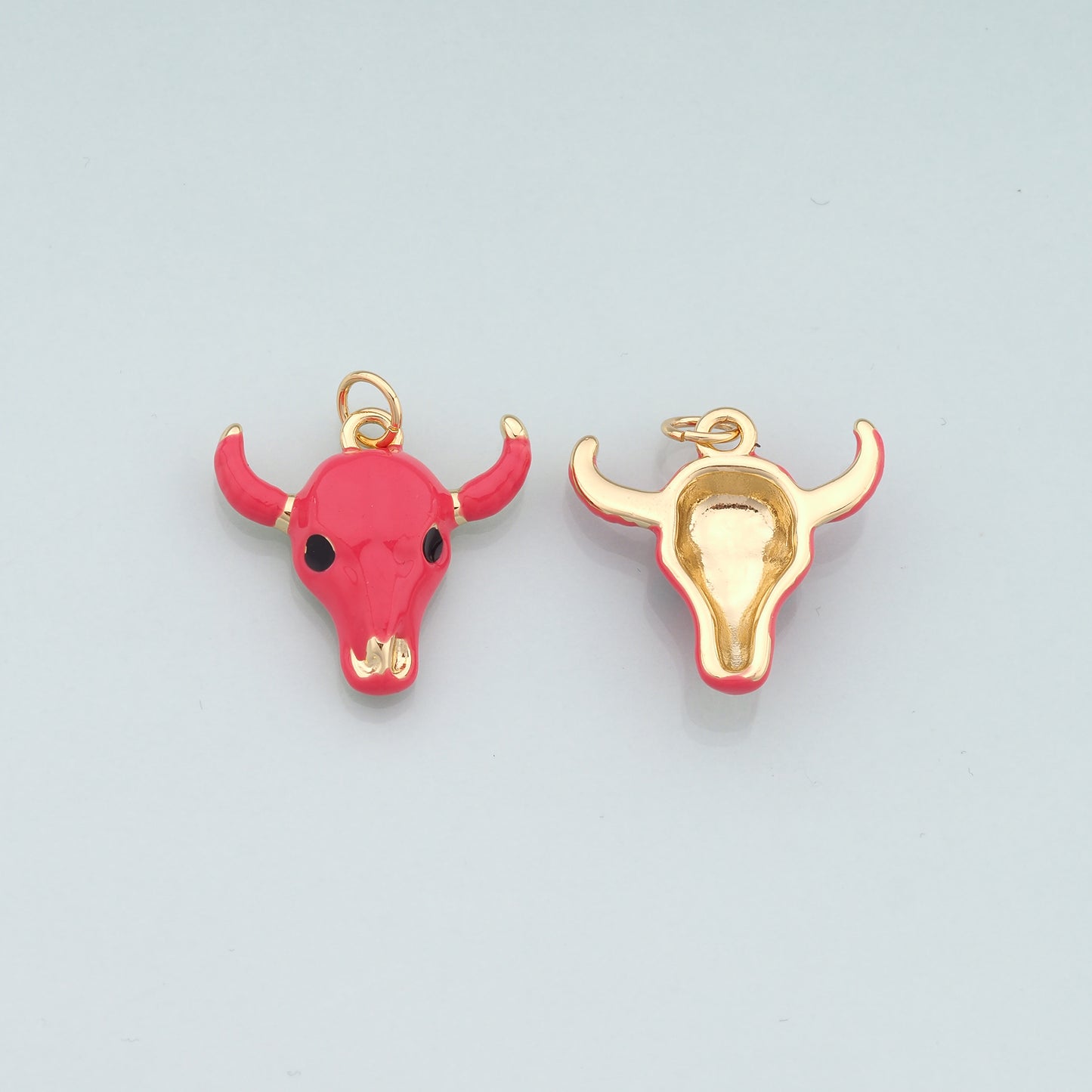 Gold Ox Charms,18K Gold Filled Bull Head Pendant,Enamel Bull Charm Bracelet Necklace for DIY Jewelry Making Supply