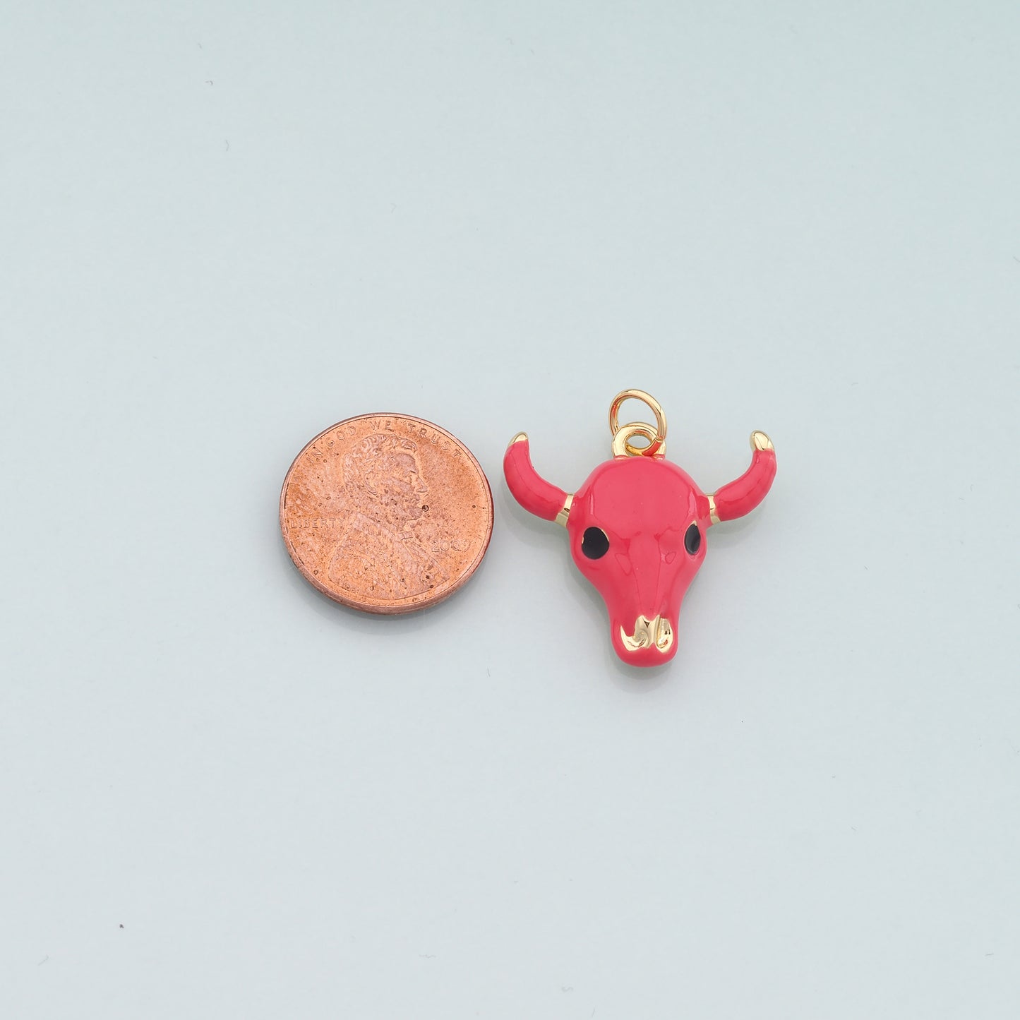 Gold Ox Charms,18K Gold Filled Bull Head Pendant,Enamel Bull Charm Bracelet Necklace for DIY Jewelry Making Supply