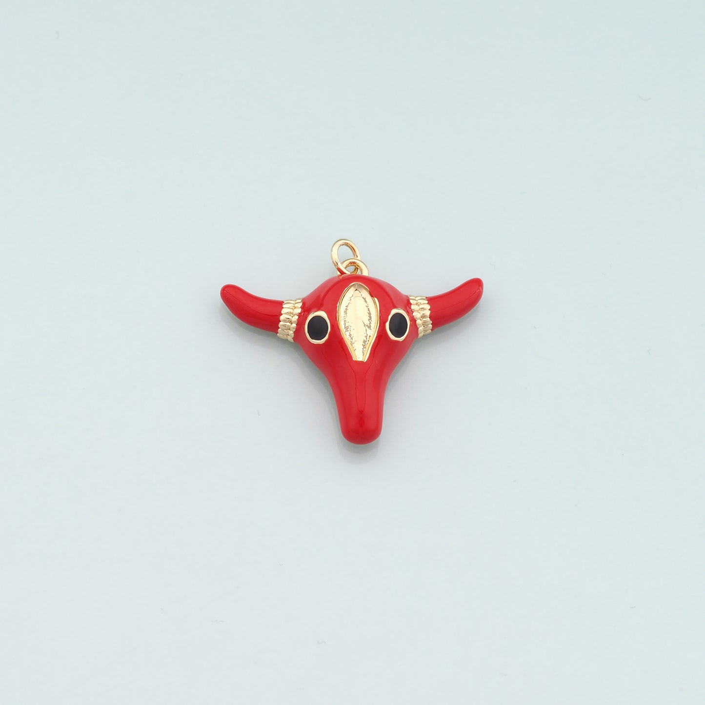 Gold Ox Charms,18K Gold Filled Bull Head Pendant,Enamel Bull Charm Bracelet Necklace for DIY Jewelry Making Supply