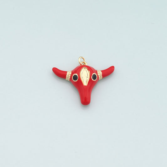 Gold Ox Charms,18K Gold Filled Bull Head Pendant,Enamel Bull Charm Bracelet Necklace for DIY Jewelry Making Supply