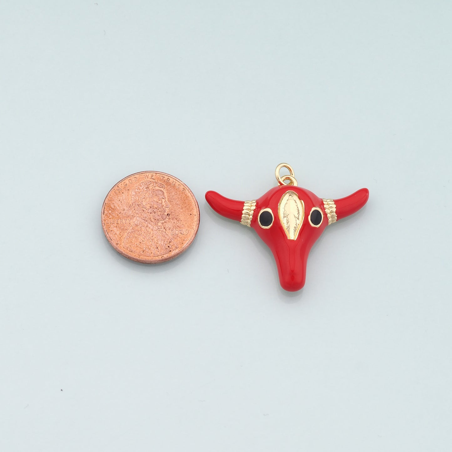 Gold Ox Charms,18K Gold Filled Bull Head Pendant,Enamel Bull Charm Bracelet Necklace for DIY Jewelry Making Supply