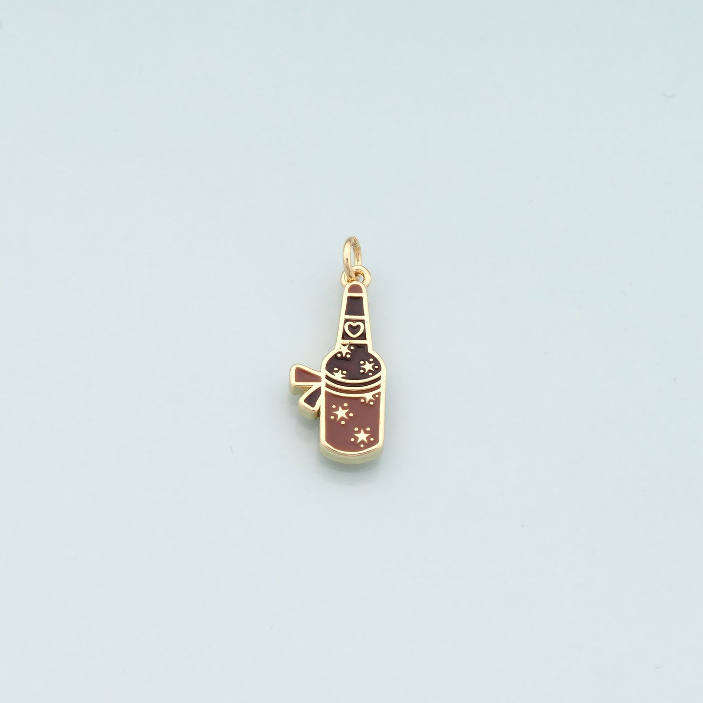 18K Gold Filled Wine Pendant,Enamel Wine Bottle Charm Bracelet Necklace for DIY Jewelry Making Supply