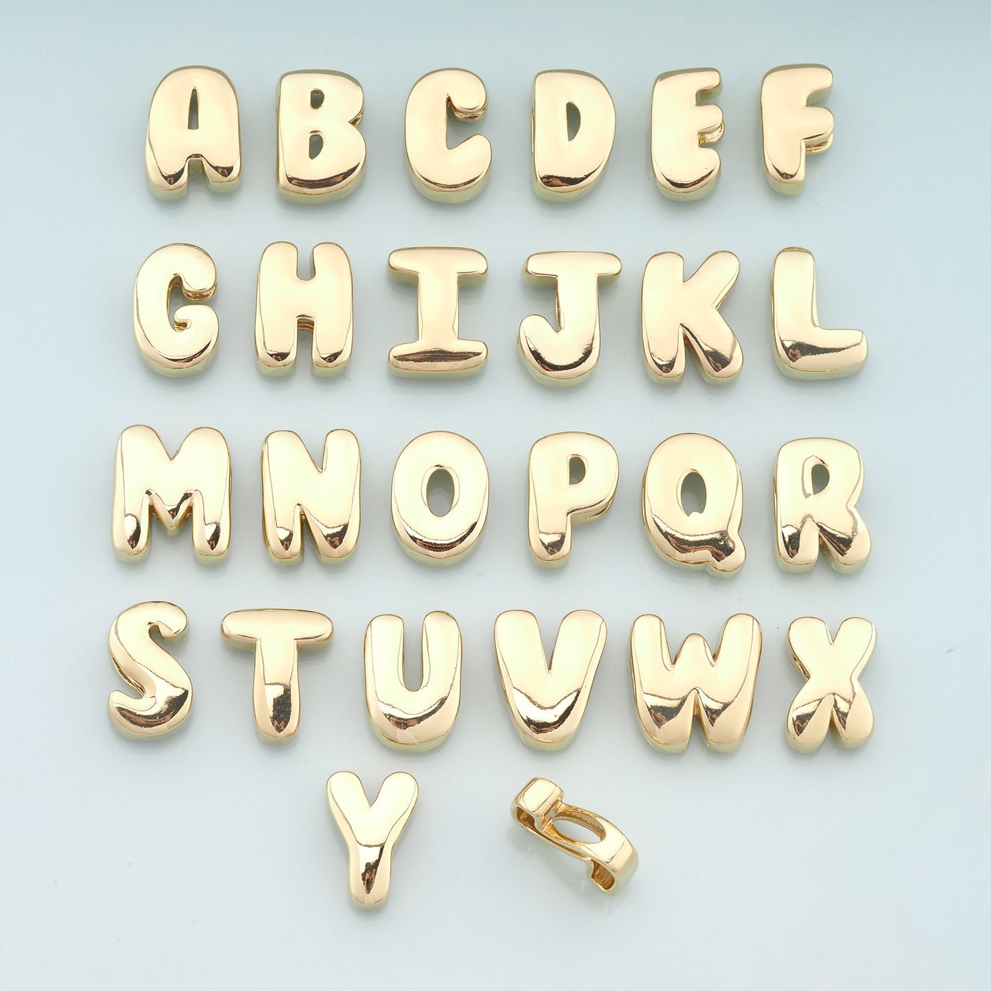 Gold Side Hole letter Charms,18K Gold Filled letter Pendant,initial Charm Bracelet Necklace for DIY Jewelry Making Supply