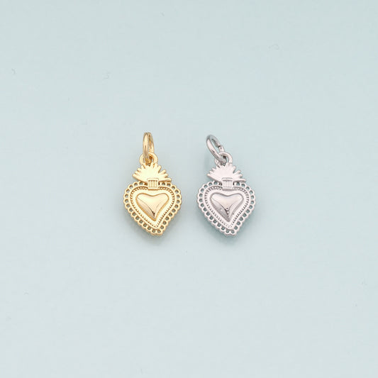 18K Gold Filled Sacred heart Pendant,Religion Charm Bracelet Necklace for DIY Jewelry Making Supply