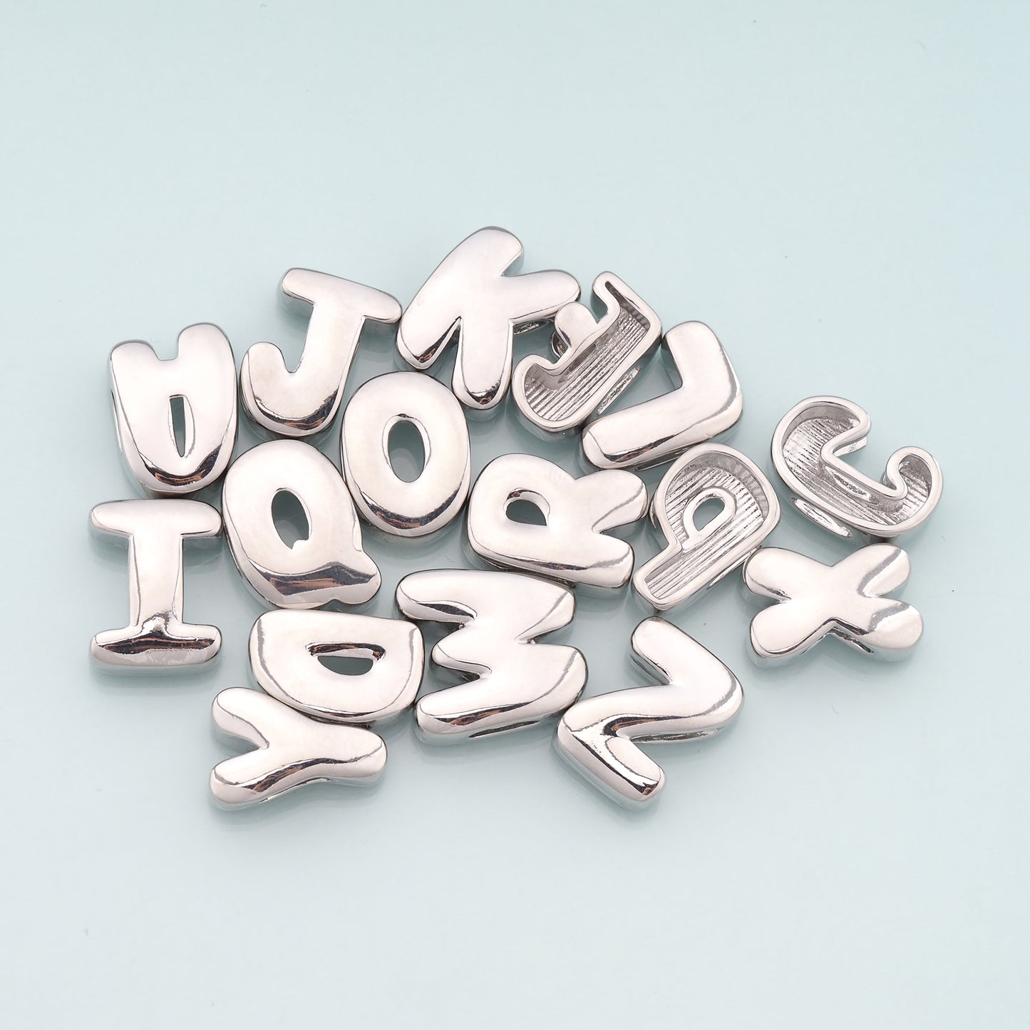 Gold Side Hole letter Charms,18K Gold Filled letter Pendant,initial Charm Bracelet Necklace for DIY Jewelry Making Supply