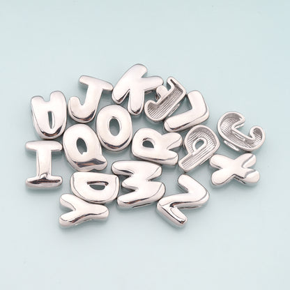 Gold Side Hole letter Charms,18K Gold Filled letter Pendant,initial Charm Bracelet Necklace for DIY Jewelry Making Supply