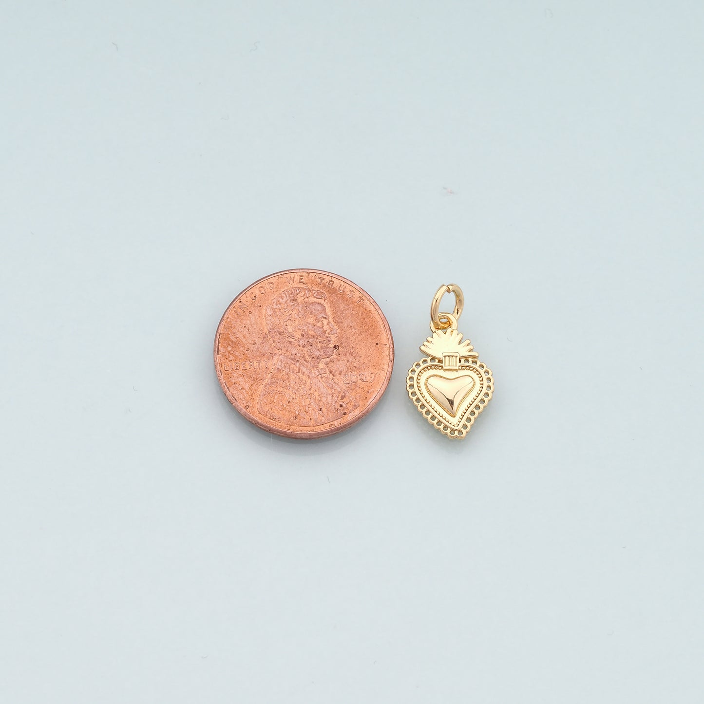 18K Gold Filled Sacred heart Pendant,Religion Charm Bracelet Necklace for DIY Jewelry Making Supply