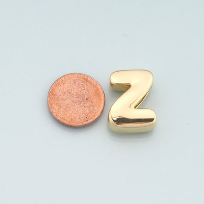 Gold Side Hole letter Charms,18K Gold Filled letter Pendant,initial Charm Bracelet Necklace for DIY Jewelry Making Supply