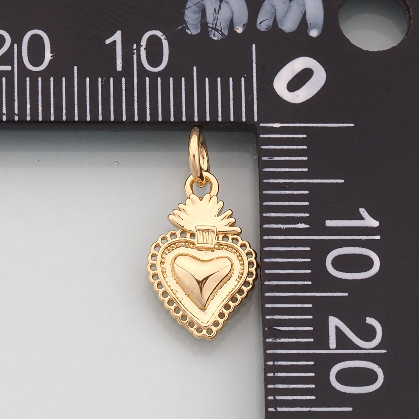 18K Gold Filled Sacred heart Pendant,Religion Charm Bracelet Necklace for DIY Jewelry Making Supply