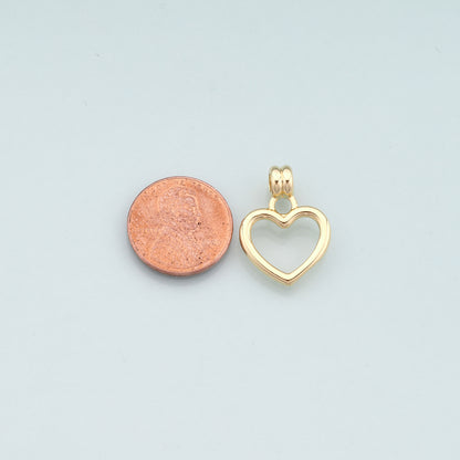 Gold Heart Charms,18K Gold Filled Heart Pendant,Dainty Heart Charm Bracelet Necklace for DIY Jewelry Making Supply
