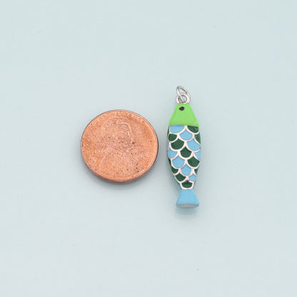 Gold Fish Charms,18K Gold Filled Fish Pendant,Enamel Ocean Charm Bracelet Necklace for DIY Jewelry Making Supply