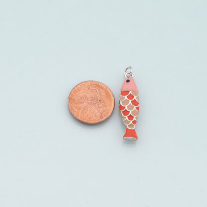 Gold Fish Charms,18K Gold Filled Fish Pendant,Enamel Ocean Charm Bracelet Necklace for DIY Jewelry Making Supply