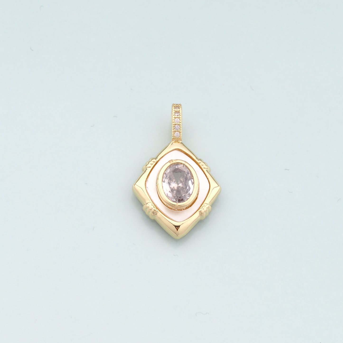 Gold Crystal Charms,18K Gold Filled Rhombus Pendant,Rhombus Crystal Charm Bracelet Necklace for DIY Jewelry Making Supply