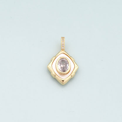 Gold Crystal Charms,18K Gold Filled Rhombus Pendant,Rhombus Crystal Charm Bracelet Necklace for DIY Jewelry Making Supply
