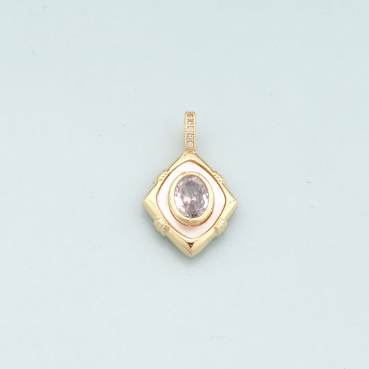Gold Crystal Charms,18K Gold Filled Rhombus Pendant,Rhombus Crystal Charm Bracelet Necklace for DIY Jewelry Making Supply