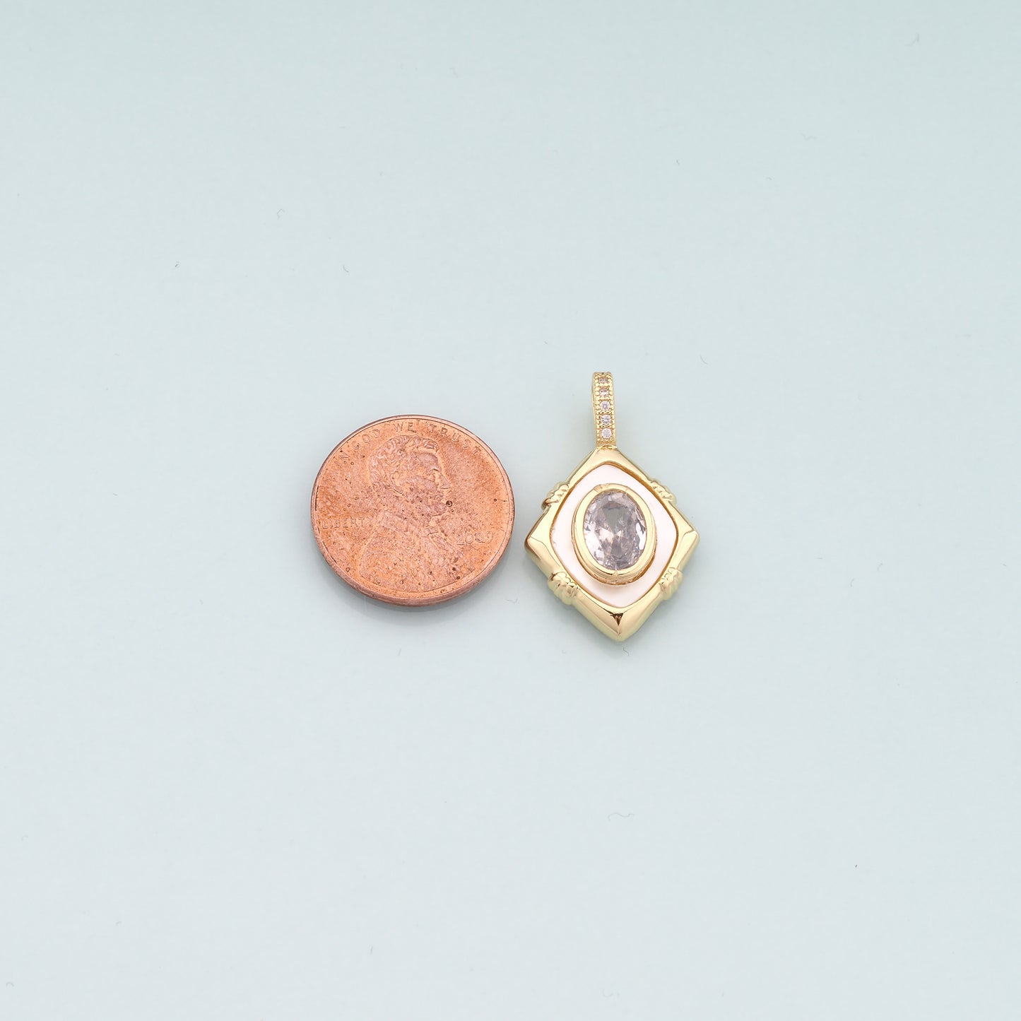 Gold Crystal Charms,18K Gold Filled Rhombus Pendant,Rhombus Crystal Charm Bracelet Necklace for DIY Jewelry Making Supply