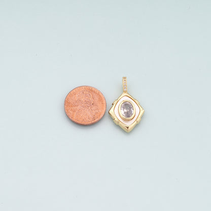 Gold Crystal Charms,18K Gold Filled Rhombus Pendant,Rhombus Crystal Charm Bracelet Necklace for DIY Jewelry Making Supply