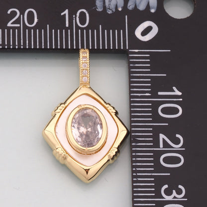 Gold Crystal Charms,18K Gold Filled Rhombus Pendant,Rhombus Crystal Charm Bracelet Necklace for DIY Jewelry Making Supply