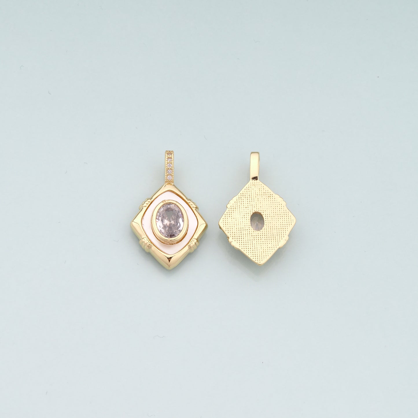 Gold Crystal Charms,18K Gold Filled Rhombus Pendant,Rhombus Crystal Charm Bracelet Necklace for DIY Jewelry Making Supply