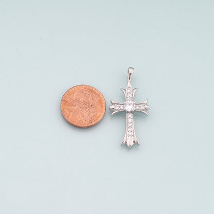 Gold Cross Charms,18K Gold Filled Cross Pendant,CZ Micro Pave Religion Charm Bracelet Necklace for DIY Jewelry Making Supply