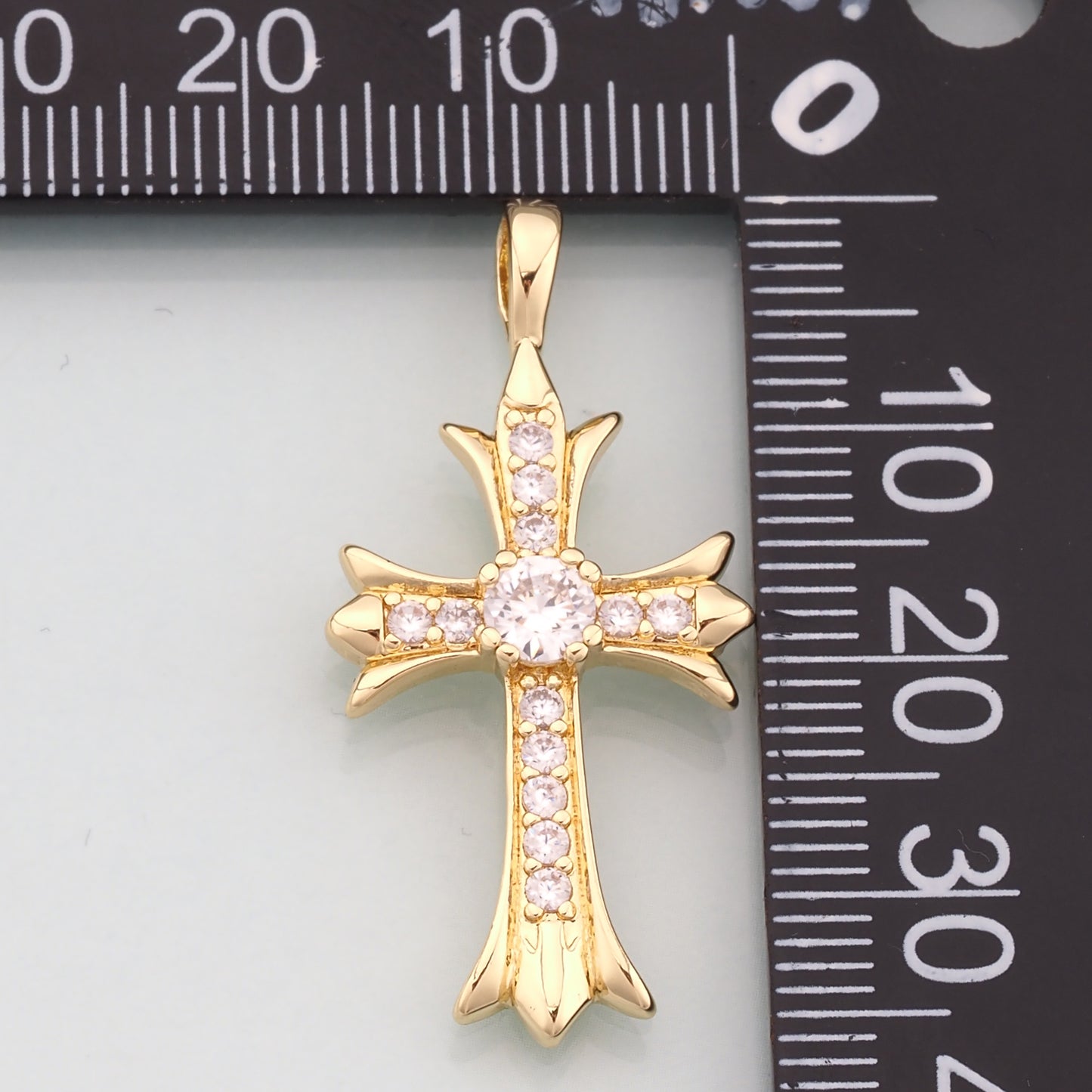 Gold Cross Charms,18K Gold Filled Cross Pendant,CZ Micro Pave Religion Charm Bracelet Necklace for DIY Jewelry Making Supply