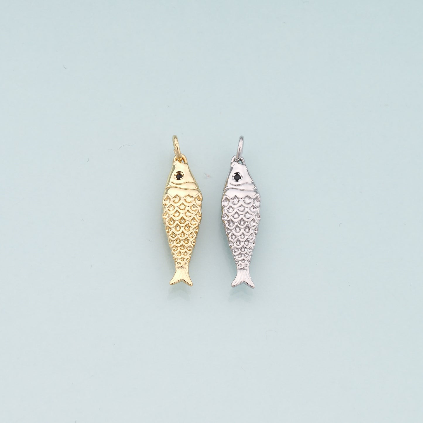Gold Fish Charms,18K Gold Filled Fish Pendant,Ocean Charm Bracelet Necklace for DIY Jewelry Making Supply