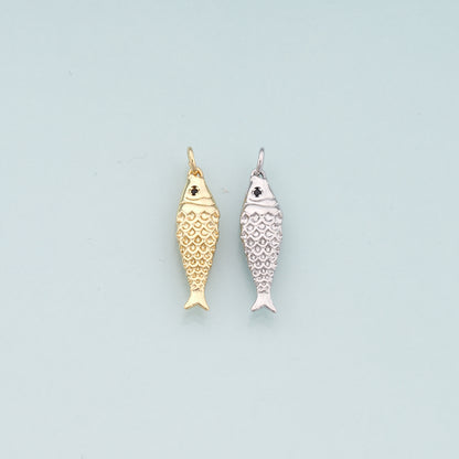 Gold Fish Charms,18K Gold Filled Fish Pendant,Ocean Charm Bracelet Necklace for DIY Jewelry Making Supply
