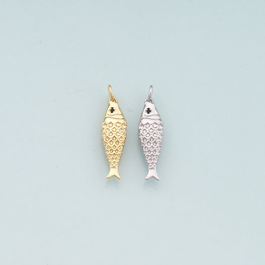 Gold Fish Charms,18K Gold Filled Fish Pendant,Ocean Charm Bracelet Necklace for DIY Jewelry Making Supply