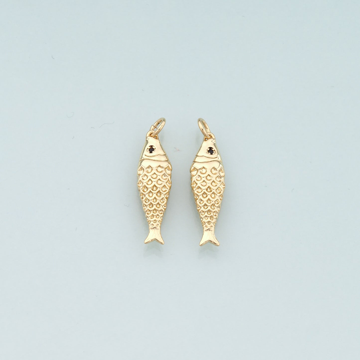 Gold Fish Charms,18K Gold Filled Fish Pendant,Ocean Charm Bracelet Necklace for DIY Jewelry Making Supply