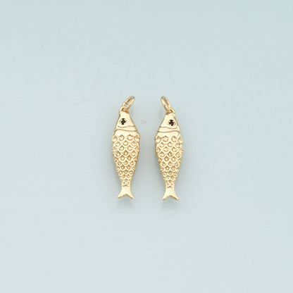 Gold Fish Charms,18K Gold Filled Fish Pendant,Ocean Charm Bracelet Necklace for DIY Jewelry Making Supply