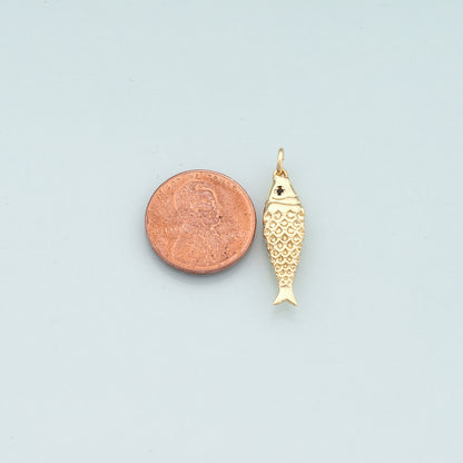 Gold Fish Charms,18K Gold Filled Fish Pendant,Ocean Charm Bracelet Necklace for DIY Jewelry Making Supply