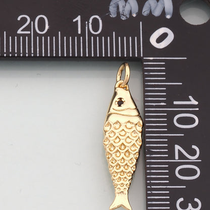 Gold Fish Charms,18K Gold Filled Fish Pendant,Ocean Charm Bracelet Necklace for DIY Jewelry Making Supply