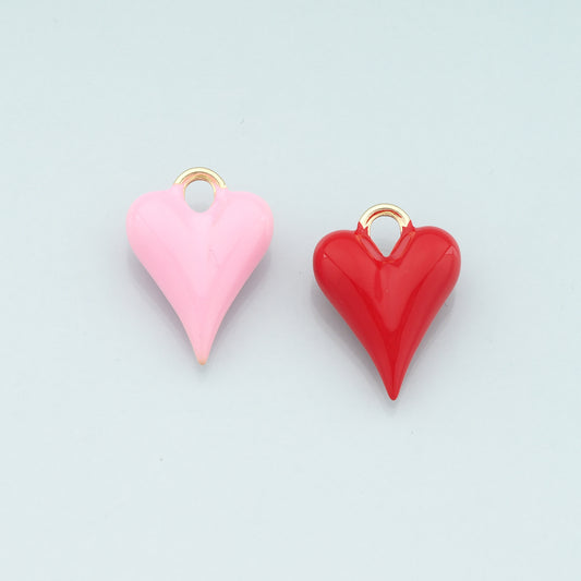 Gold Heart Charms,18K Gold Filled Heart Pendant,Enamel Heart Charm Bracelet Necklace for DIY Jewelry Making Supply