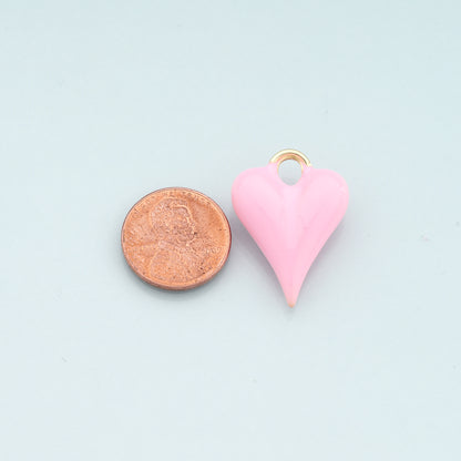 Gold Heart Charms,18K Gold Filled Heart Pendant,Enamel Heart Charm Bracelet Necklace for DIY Jewelry Making Supply