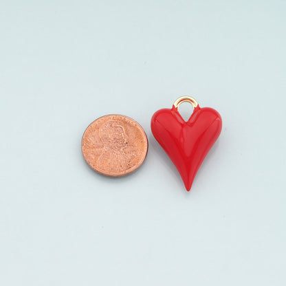 Gold Heart Charms,18K Gold Filled Heart Pendant,Enamel Heart Charm Bracelet Necklace for DIY Jewelry Making Supply