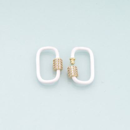 18K Gold Filled Enamel Oval Carabiner Clasp,Buckle Clasp,Carabiner Screw Clasp,Turnbuckle,for DIY Jewelry