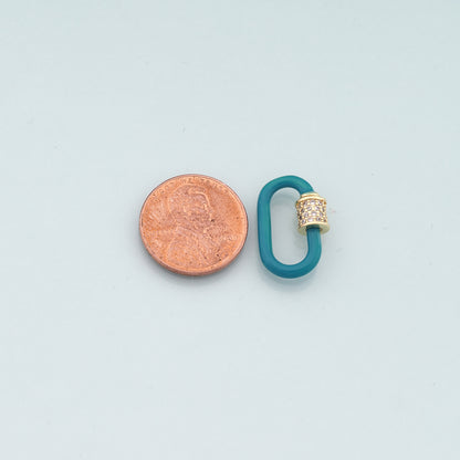 18K Gold Filled Enamel Oval Carabiner Clasp,Buckle Clasp,Carabiner Screw Clasp,Turnbuckle,for DIY Jewelry
