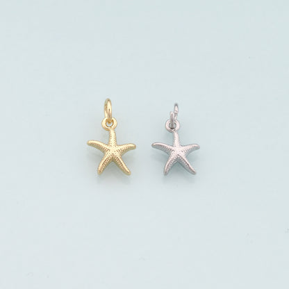 Gold Starfish Charms,18K Gold Filled Sea Star Pendant,Starfish Charm Bracelet Necklace for DIY Jewelry Making Supply