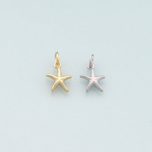 Gold Starfish Charms,18K Gold Filled Sea Star Pendant,Starfish Charm Bracelet Necklace for DIY Jewelry Making Supply
