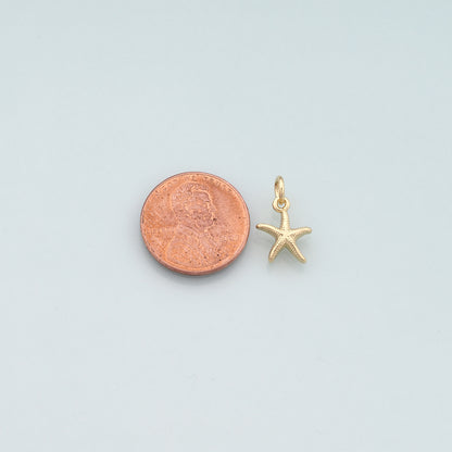 Gold Starfish Charms,18K Gold Filled Sea Star Pendant,Starfish Charm Bracelet Necklace for DIY Jewelry Making Supply