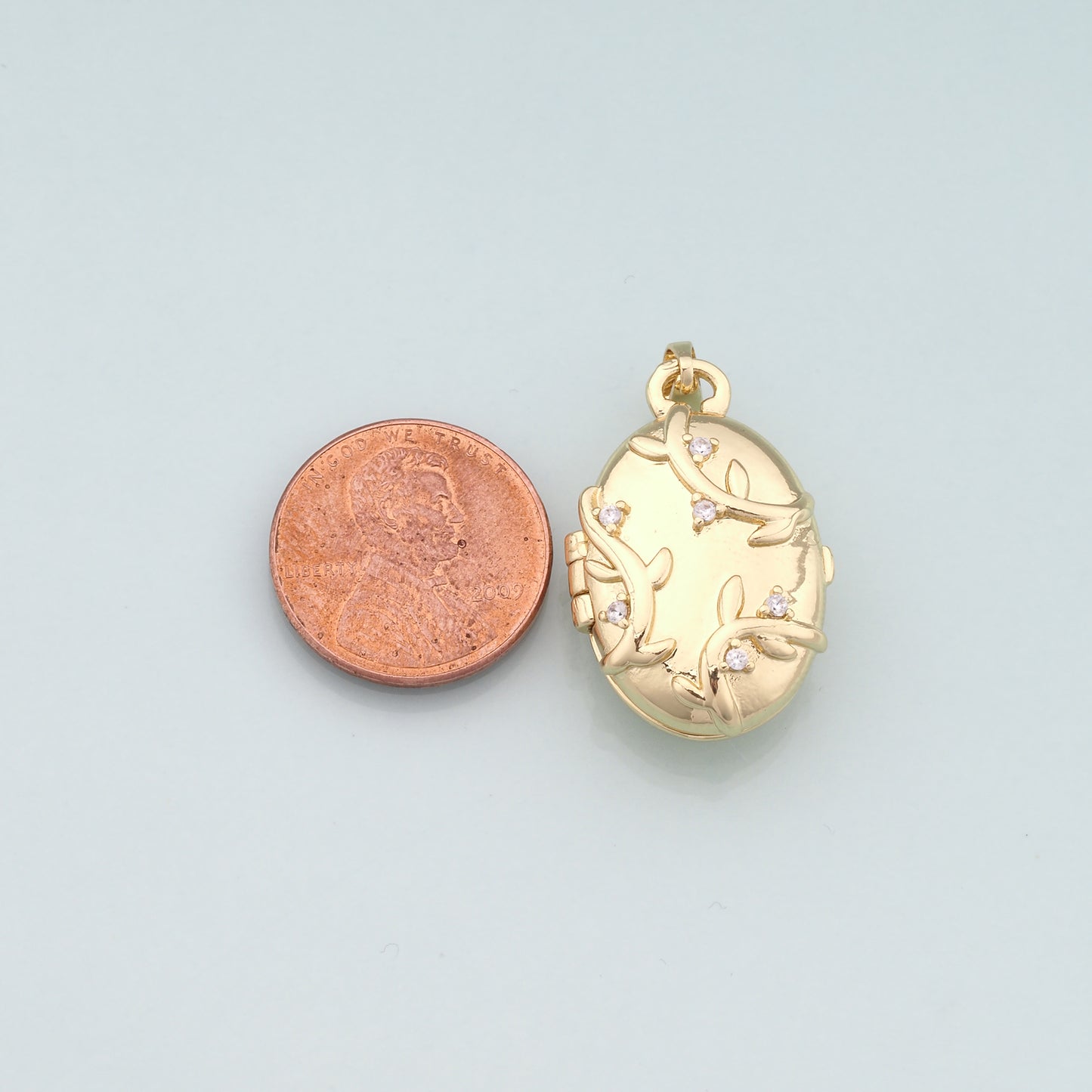 18K Gold Filled Openable Oval Pendant,CZ Micro Pave Oval Charm Bracelet Necklace for DIY Jewelry Making Supply