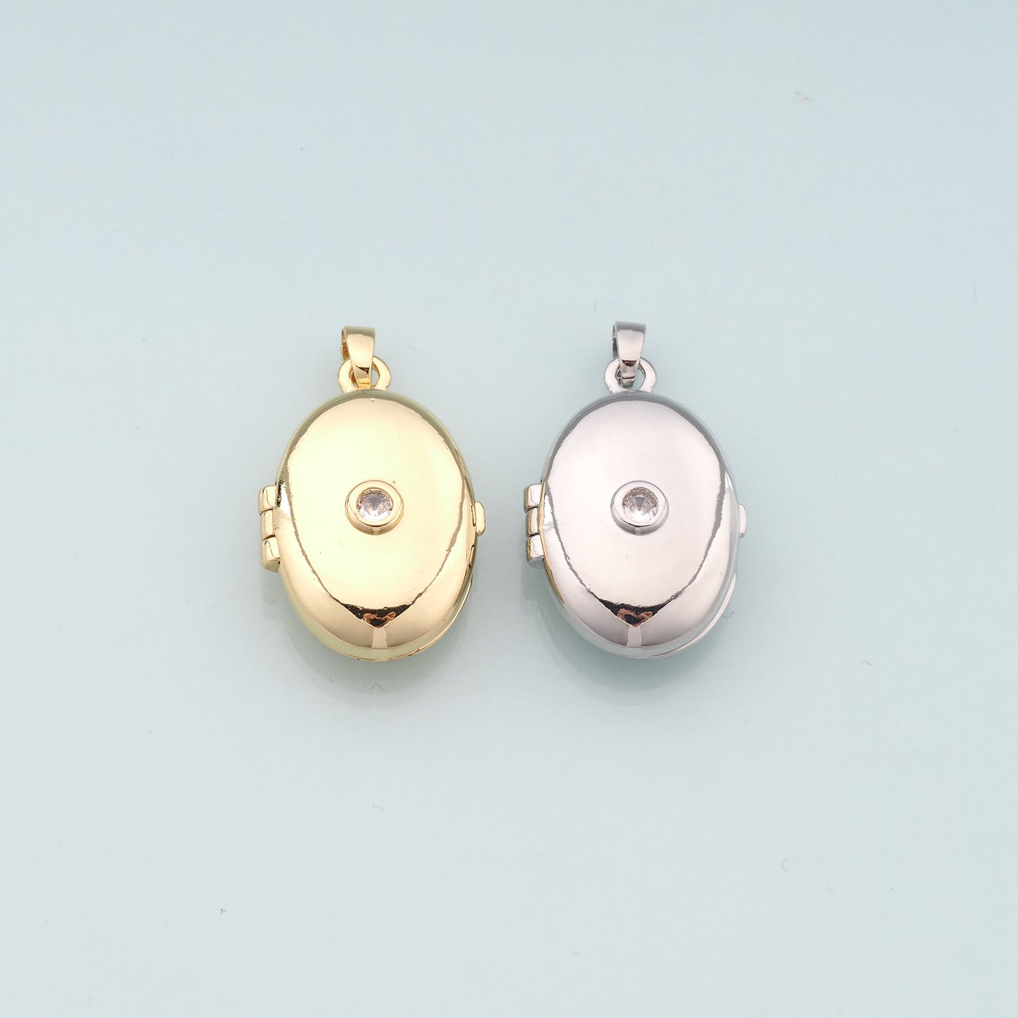 18K Gold Filled Openable Oval Pendant,Dainty Oval Charm Bracelet Necklace for DIY Jewelry Making Supply