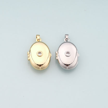 18K Gold Filled Openable Oval Pendant,Dainty Oval Charm Bracelet Necklace for DIY Jewelry Making Supply