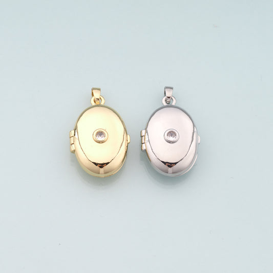18K Gold Filled Openable Oval Pendant,Dainty Oval Charm Bracelet Necklace for DIY Jewelry Making Supply