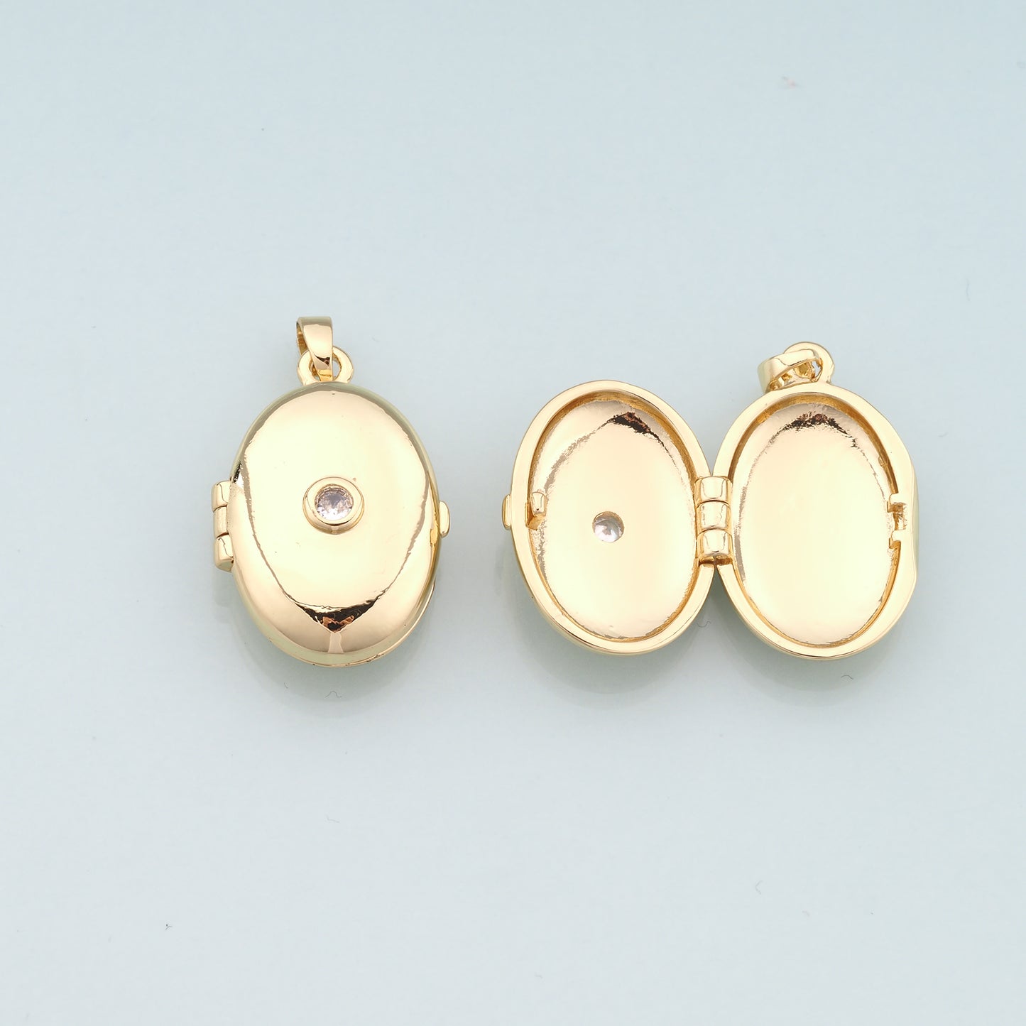 18K Gold Filled Openable Oval Pendant,Dainty Oval Charm Bracelet Necklace for DIY Jewelry Making Supply