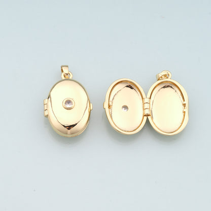18K Gold Filled Openable Oval Pendant,Dainty Oval Charm Bracelet Necklace for DIY Jewelry Making Supply