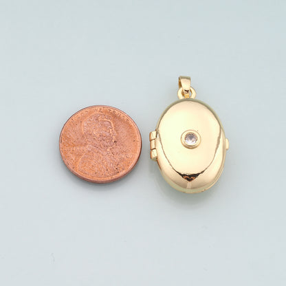 18K Gold Filled Openable Oval Pendant,Dainty Oval Charm Bracelet Necklace for DIY Jewelry Making Supply